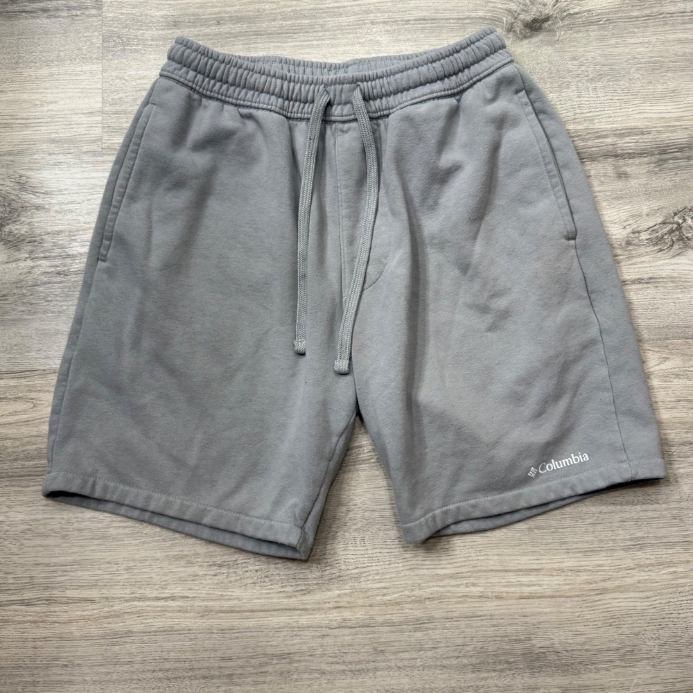 Columbia Mens Gray Fleece Sweat Shorts Elastic Waist Drawstring Size Medium